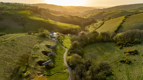 Aerial view of the Farmhouse and Safari Lodge Treehouses in the Longlands valley
