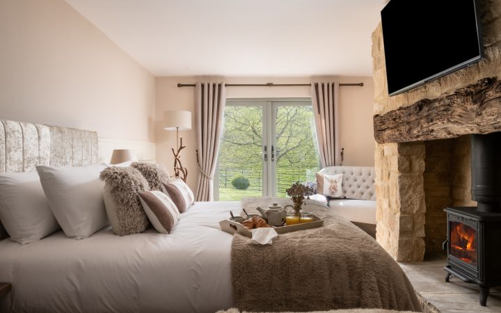 Wedding venue with accommodation in Devon including luxury farmhouse bedroom at Longlands Devon